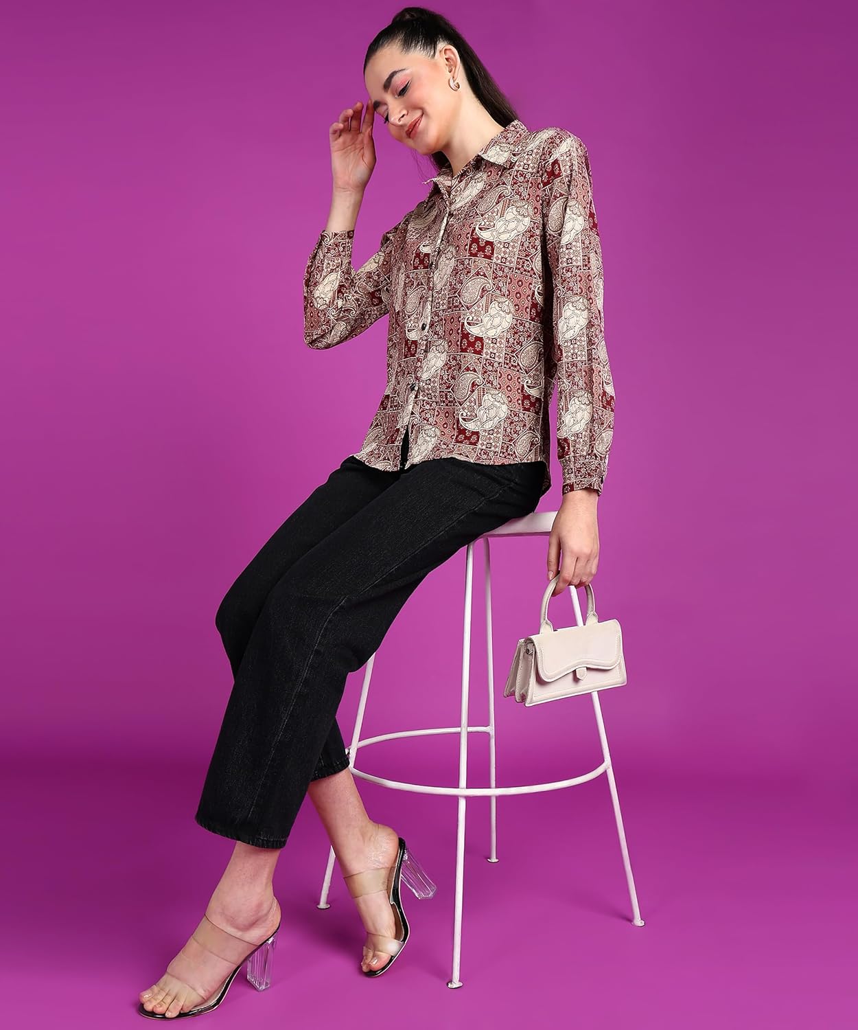 POPWINGS Printed Full-Sleeves Regular-Fit Polyester
