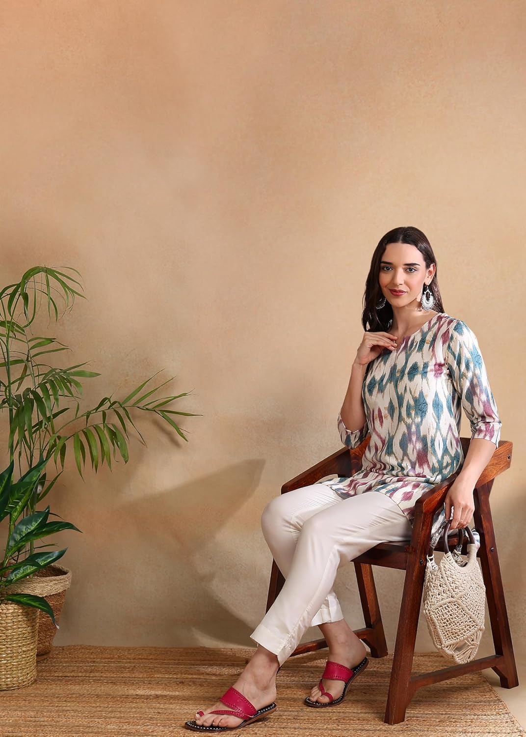 AAYLA Floral Print Poly Rayon Short Kurti