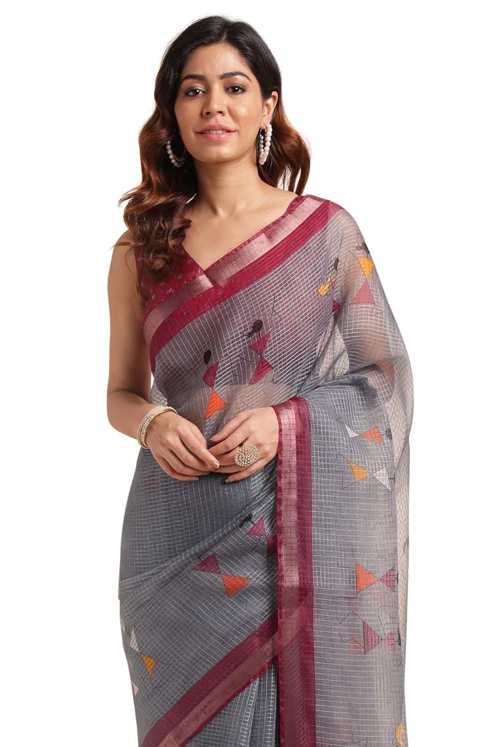 Women's Kota Floral Printed Saree with Blouse Piece