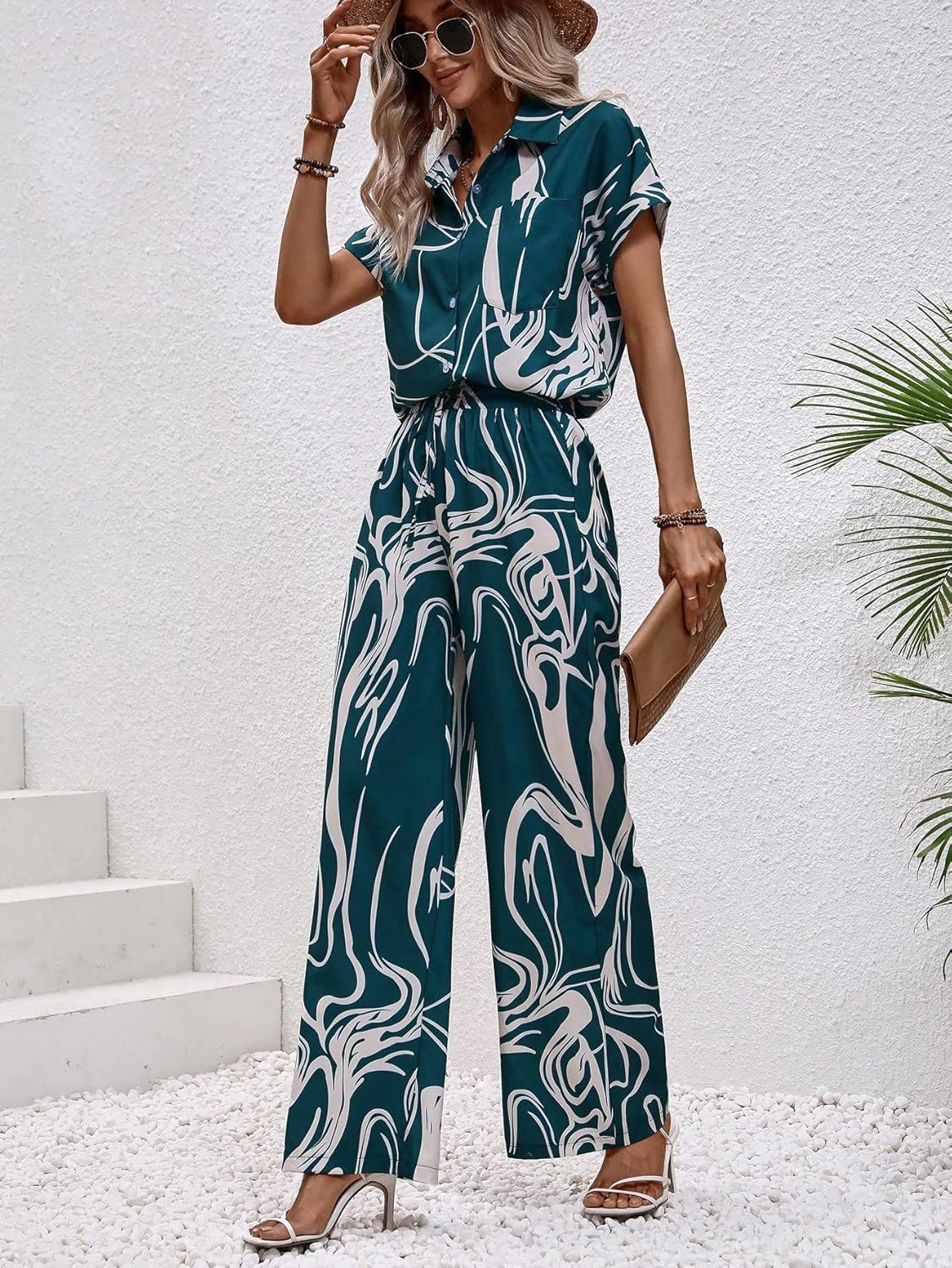 Leriya Fashion Co-ord Set for Women – Stylish Korean Summer Outfit | Trendy Travel & Streetwear Look for Girls |Jumpsuit for Women | Hangouts | Picnic | Vacation Wear | Half Sleeeve |
