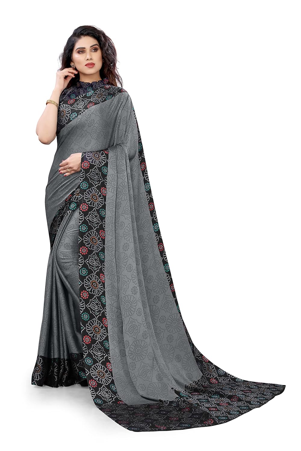 Women's Design Printed Saree with Blouse Piece