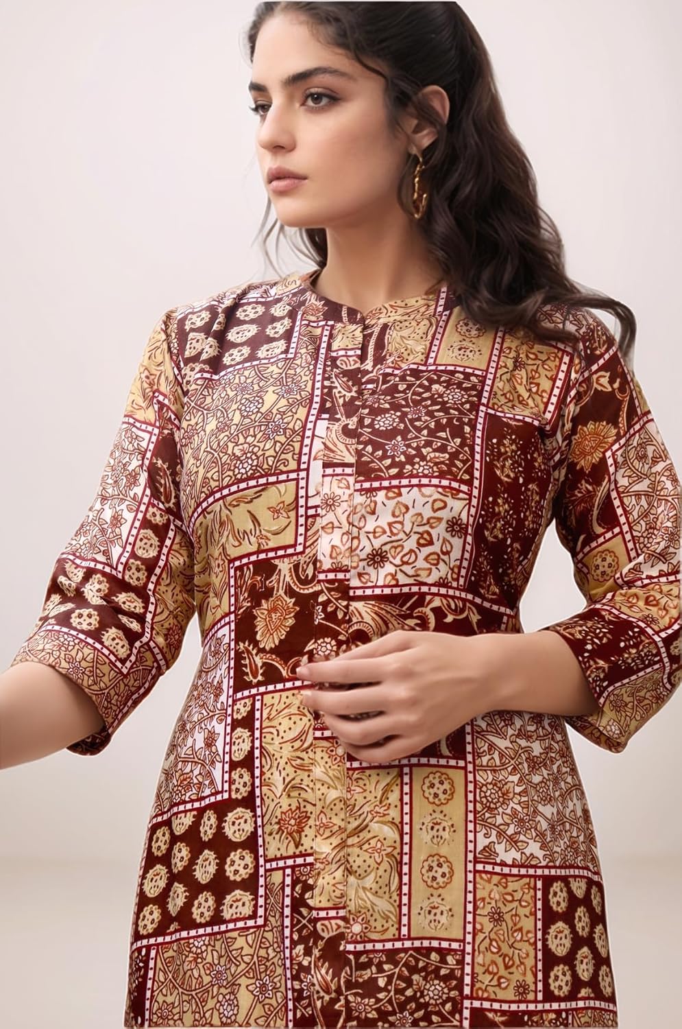 Women's Cotton Blend Floral Printed A-line Kurta