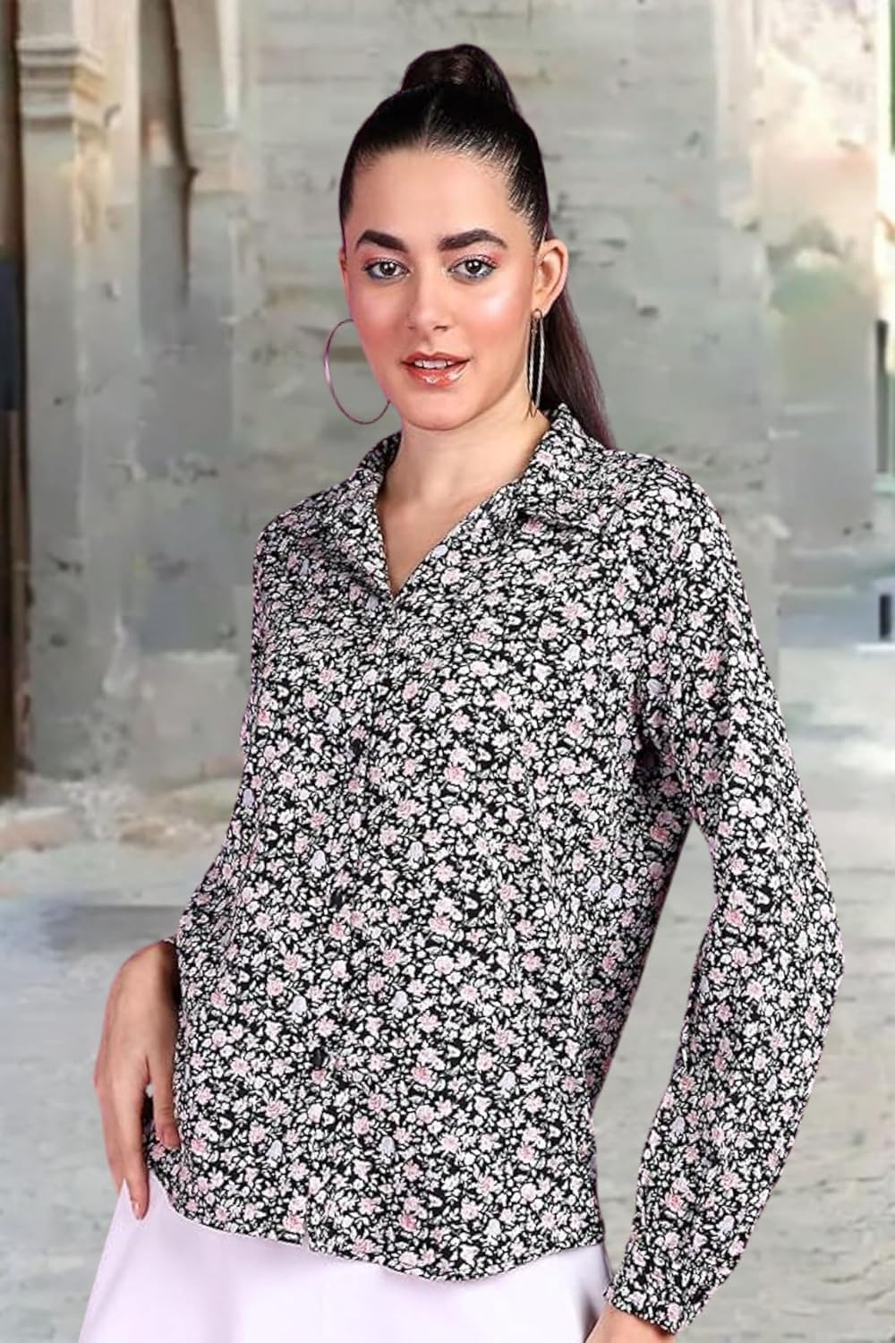 POPWINGS Printed Full-Sleeves Regular-Fit Polyester