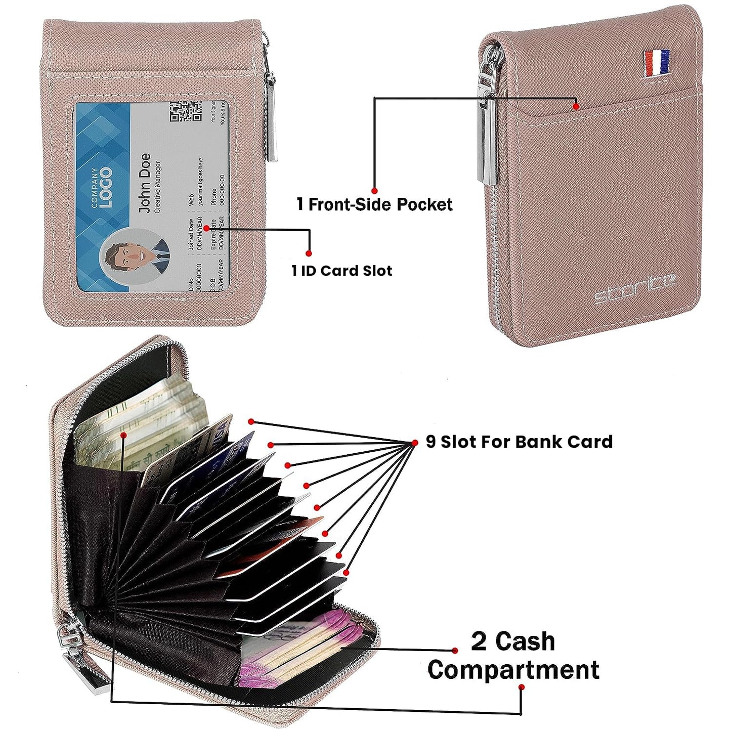 Storite PU Leather 9 Slot Vertical Credit Debit Card