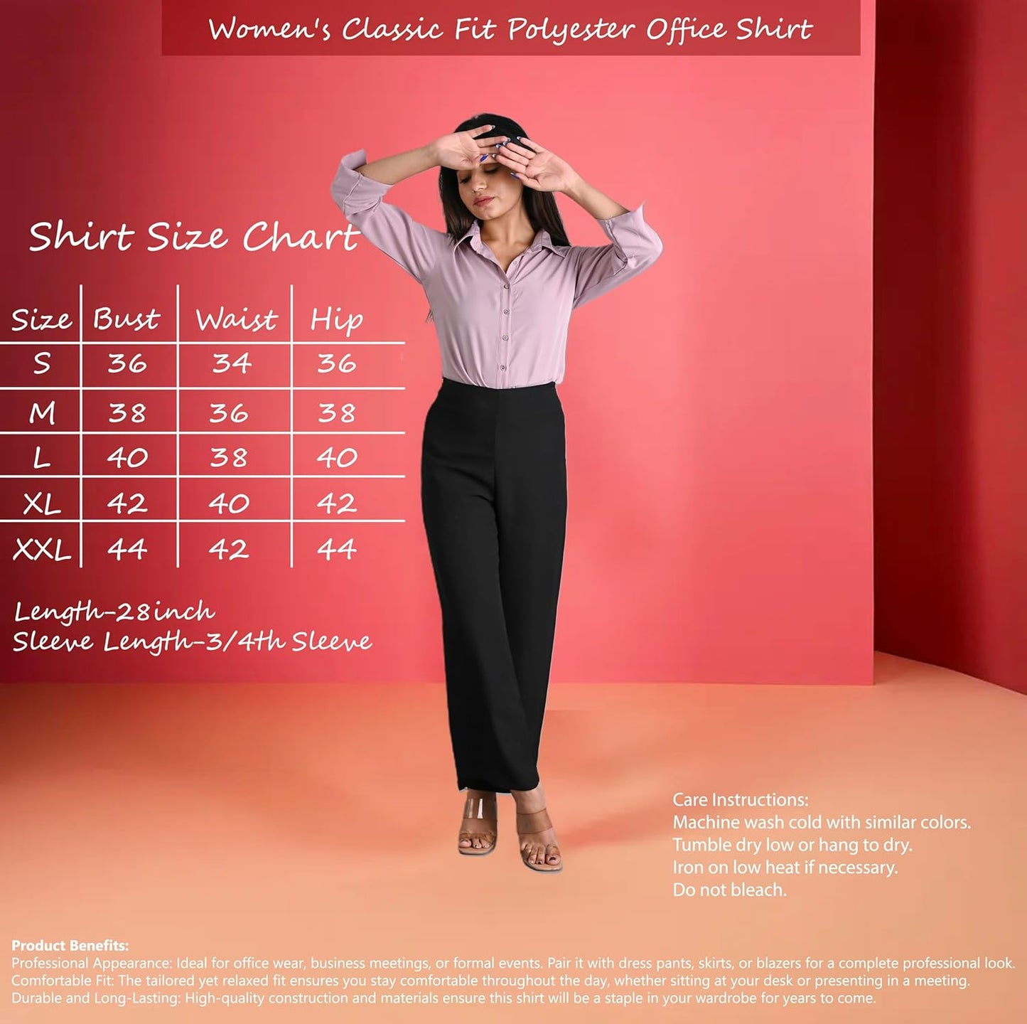 GM SARA Women's Polyester Stylish Regular Fit Button Down Plain Solid Formal Casual Shirts for Women Office Wear
