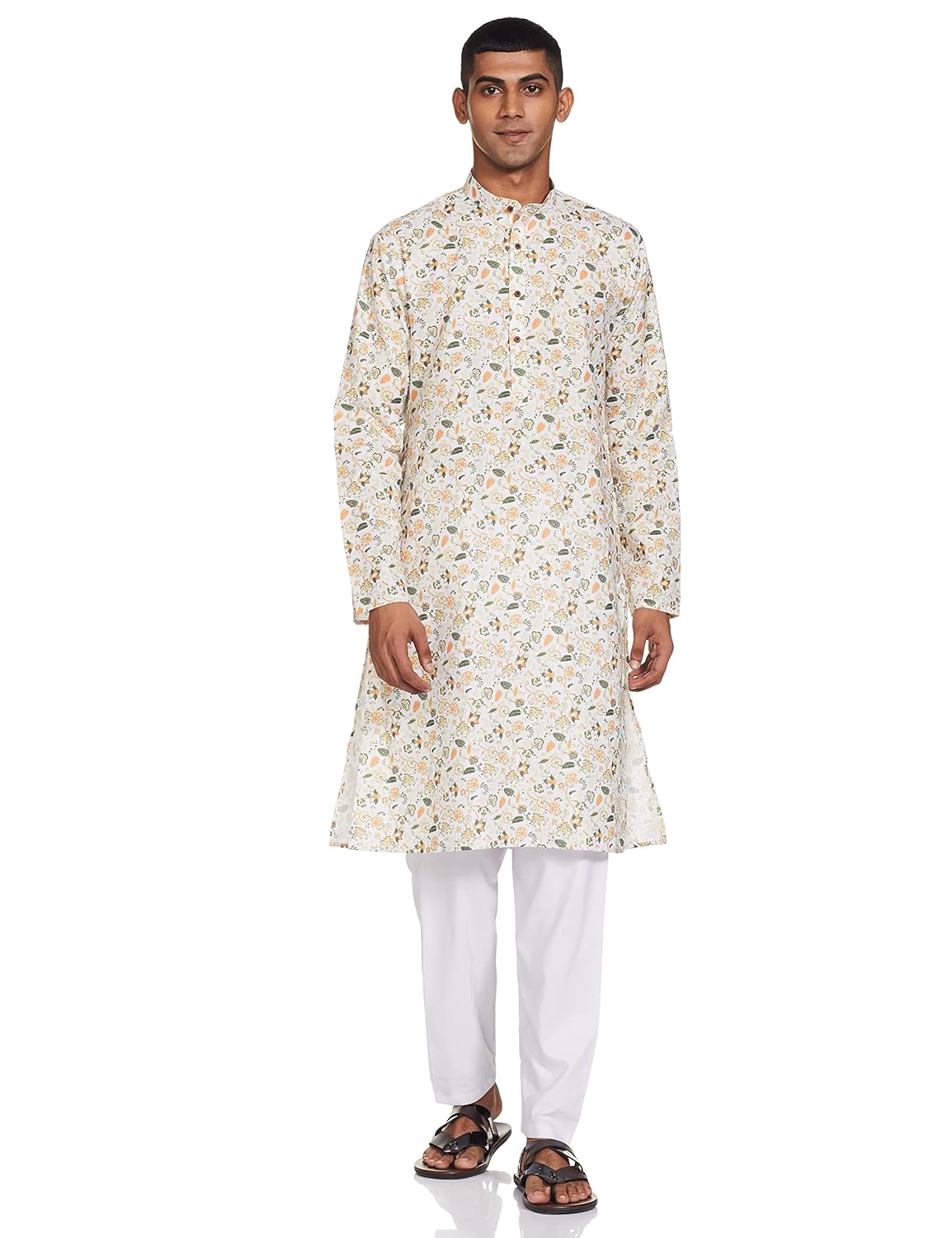 Luxrio Kurta for Men Cotton Blend Long Printed Straight Fit