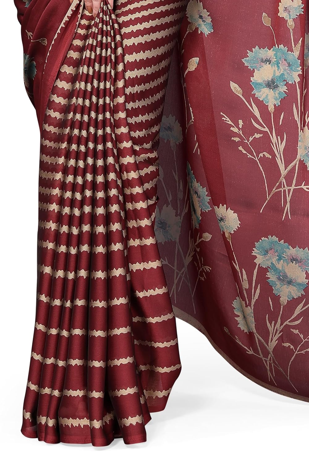 FASHION Women's Floral Printed Saree with Blouse Piece