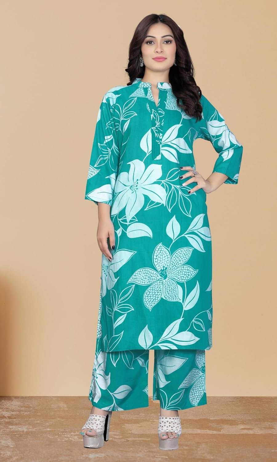Women's Rayon Viscose Floral Print Kurta Palazzo