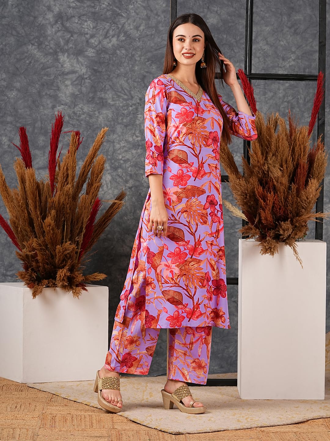 DESIGNER Women's Rayon Blend Kurta with Palazzo