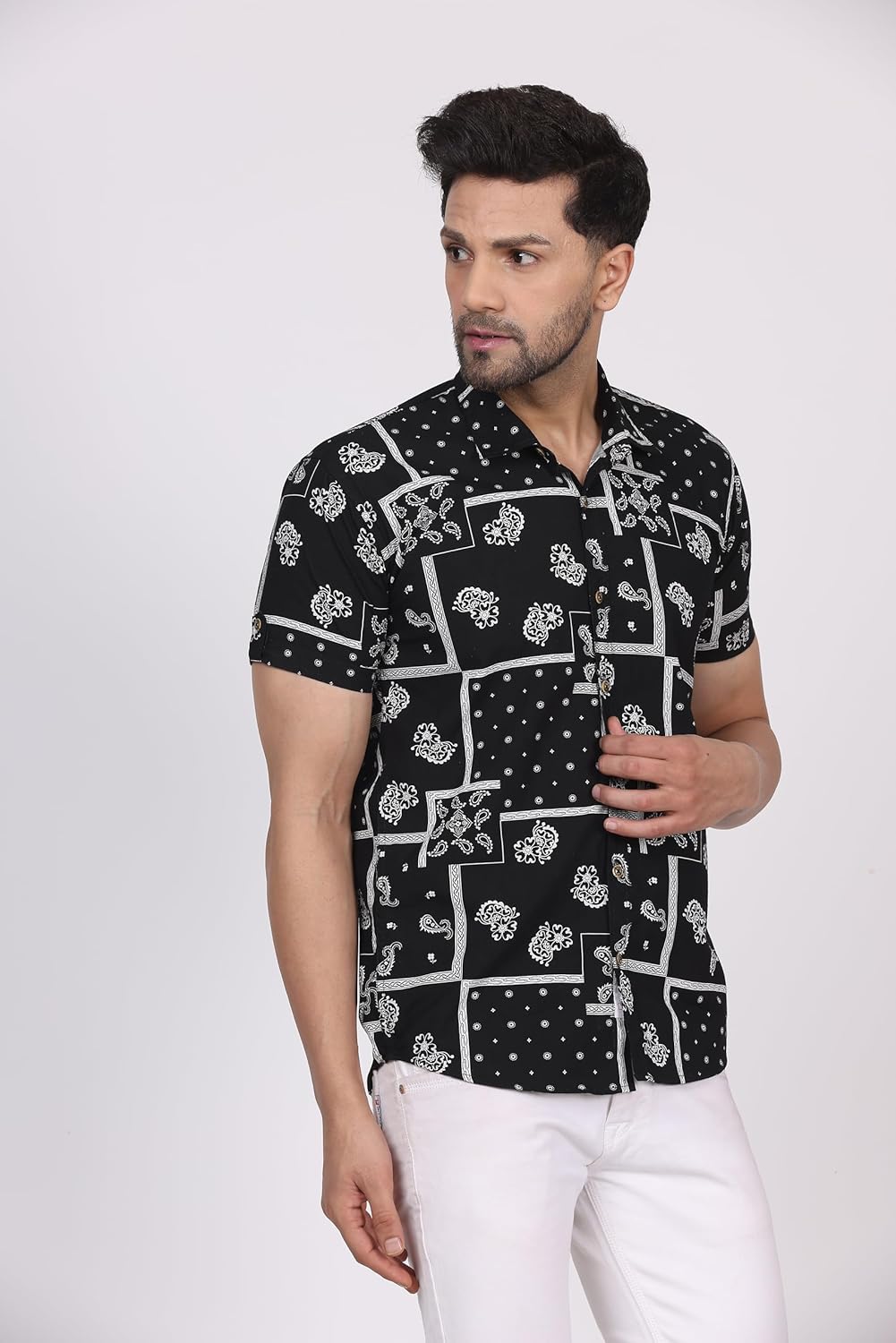 CVC Men's Regular Fit Half Sleeve Printed Shirt