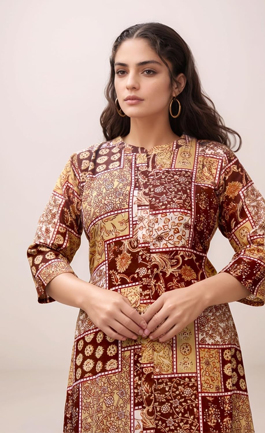 Women's Cotton Blend Floral Printed A-line Kurta