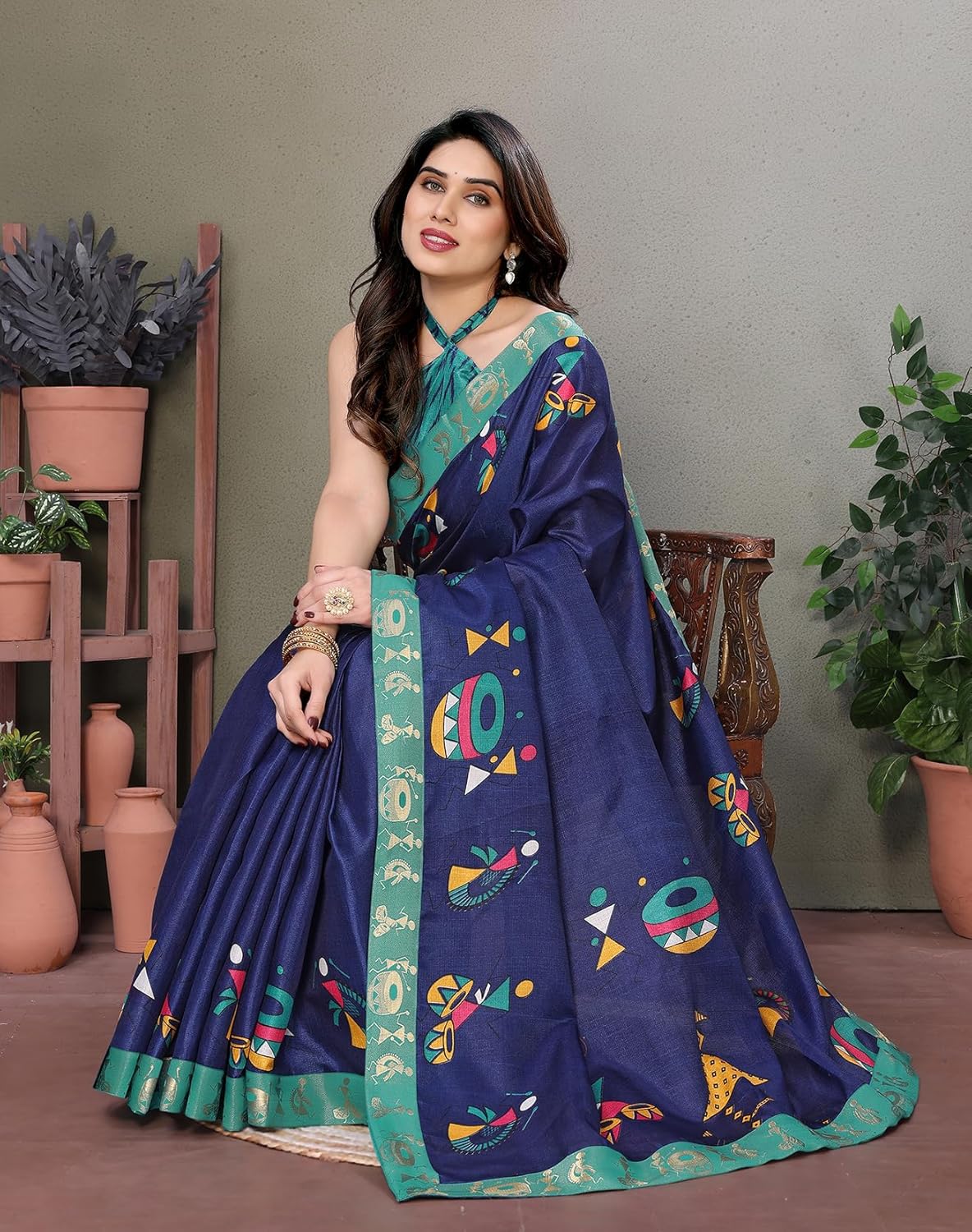 Yashika Women's Printed Kalamkari Art Silk Saree