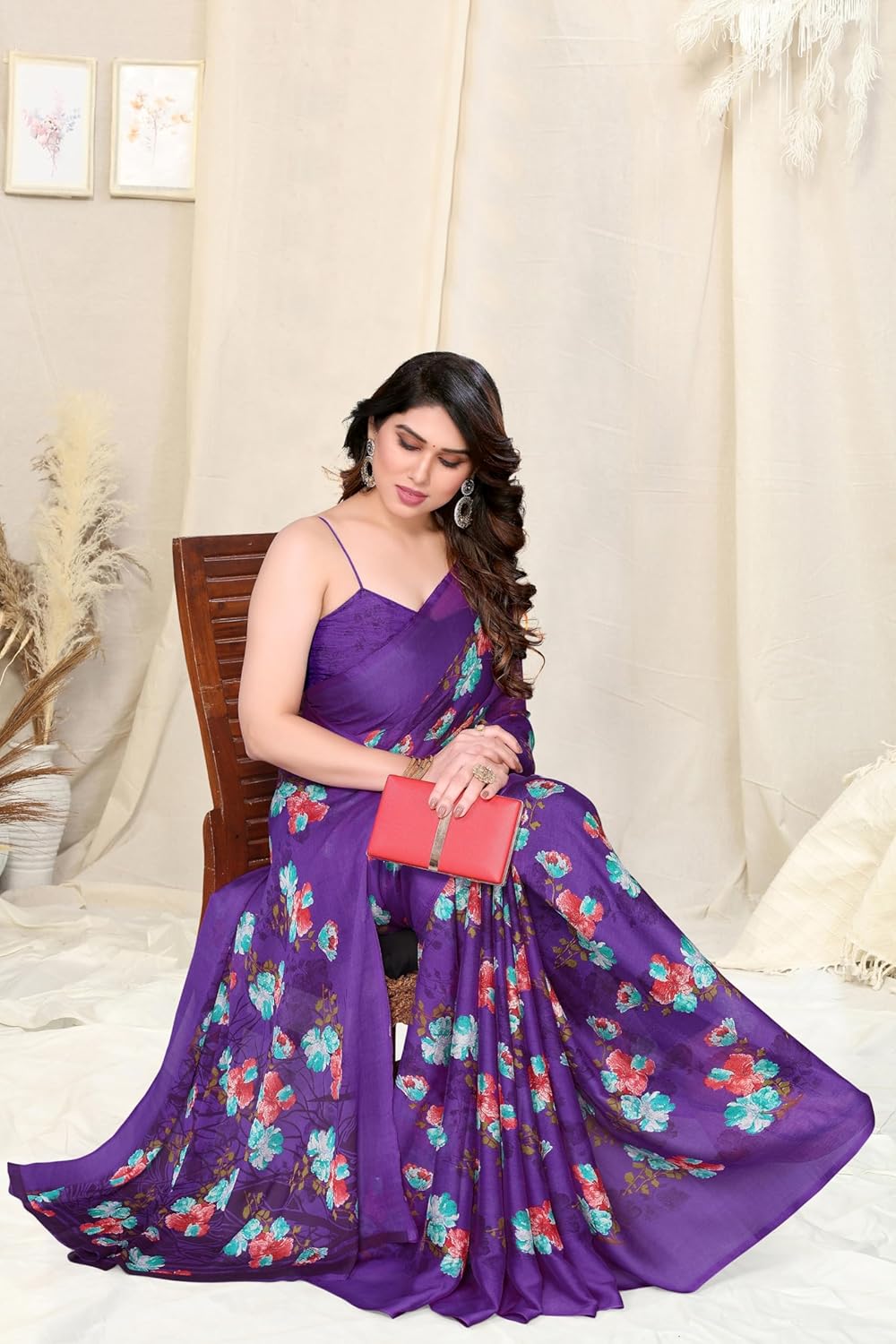 Floral Printed Saree with Blouse Piece