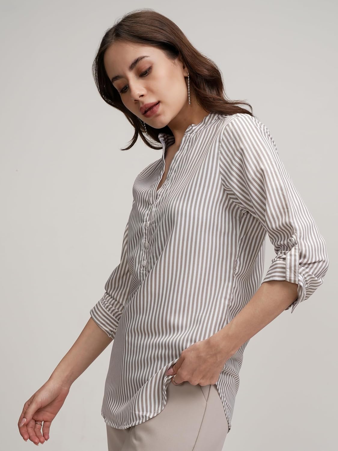 Tokyo Talkies Women's Colorful Striped Shirt-Style Top | Colorful Accents with A Relaxed Yet Structured Fit for A Fresh Look | Tops for Woman | Women Tops | Stylish Top