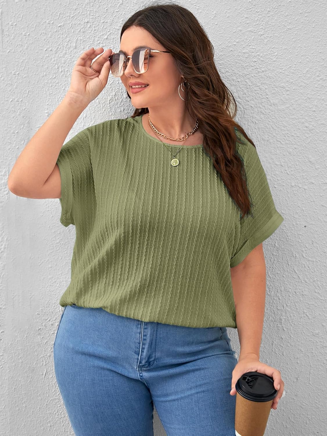 Zilcon Womens Dressy Casual Business Work Tops Summer Half Sleeve Shirts Boat Neck Jacquared Tshirts