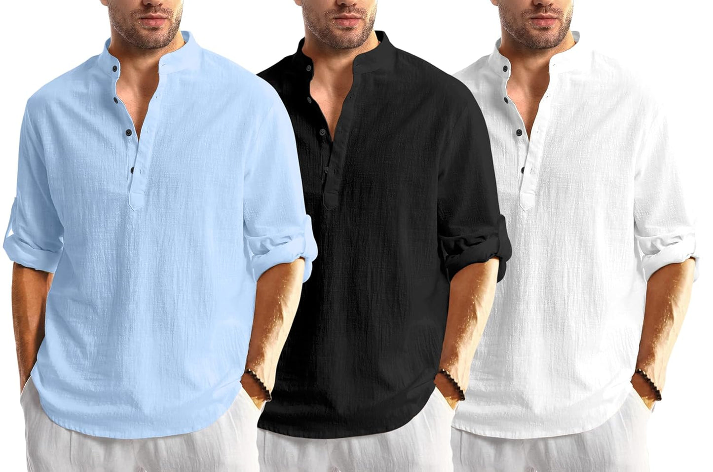 Men Solid Cotton Blend Straight Kurta Shirt Pack of 2