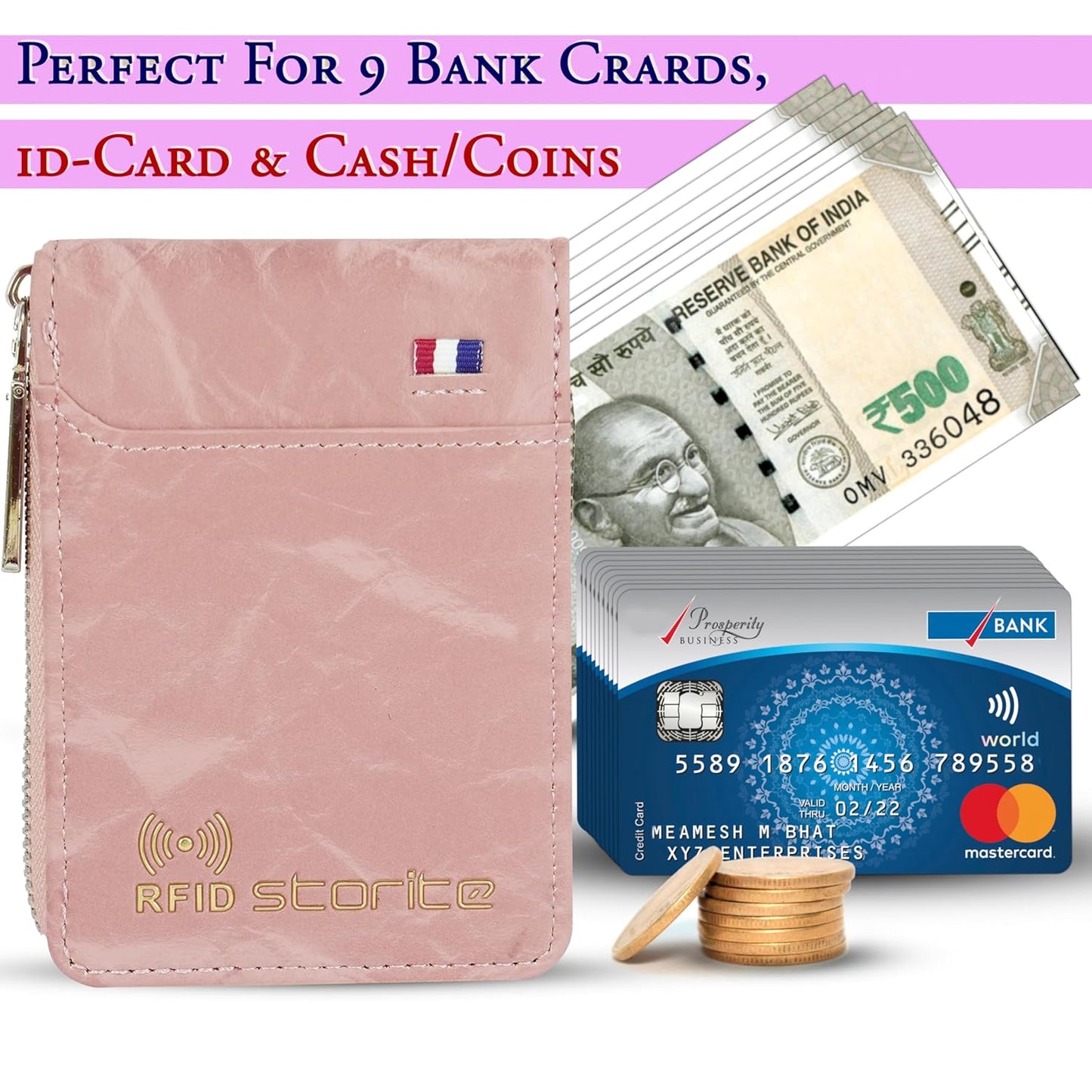 Storite PU Leather 9 Slot Vertical Credit Debit Card