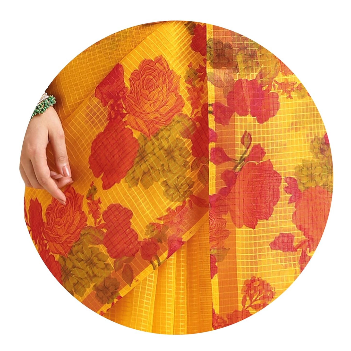 Women's Kota Floral Printed Saree with Blouse Piece