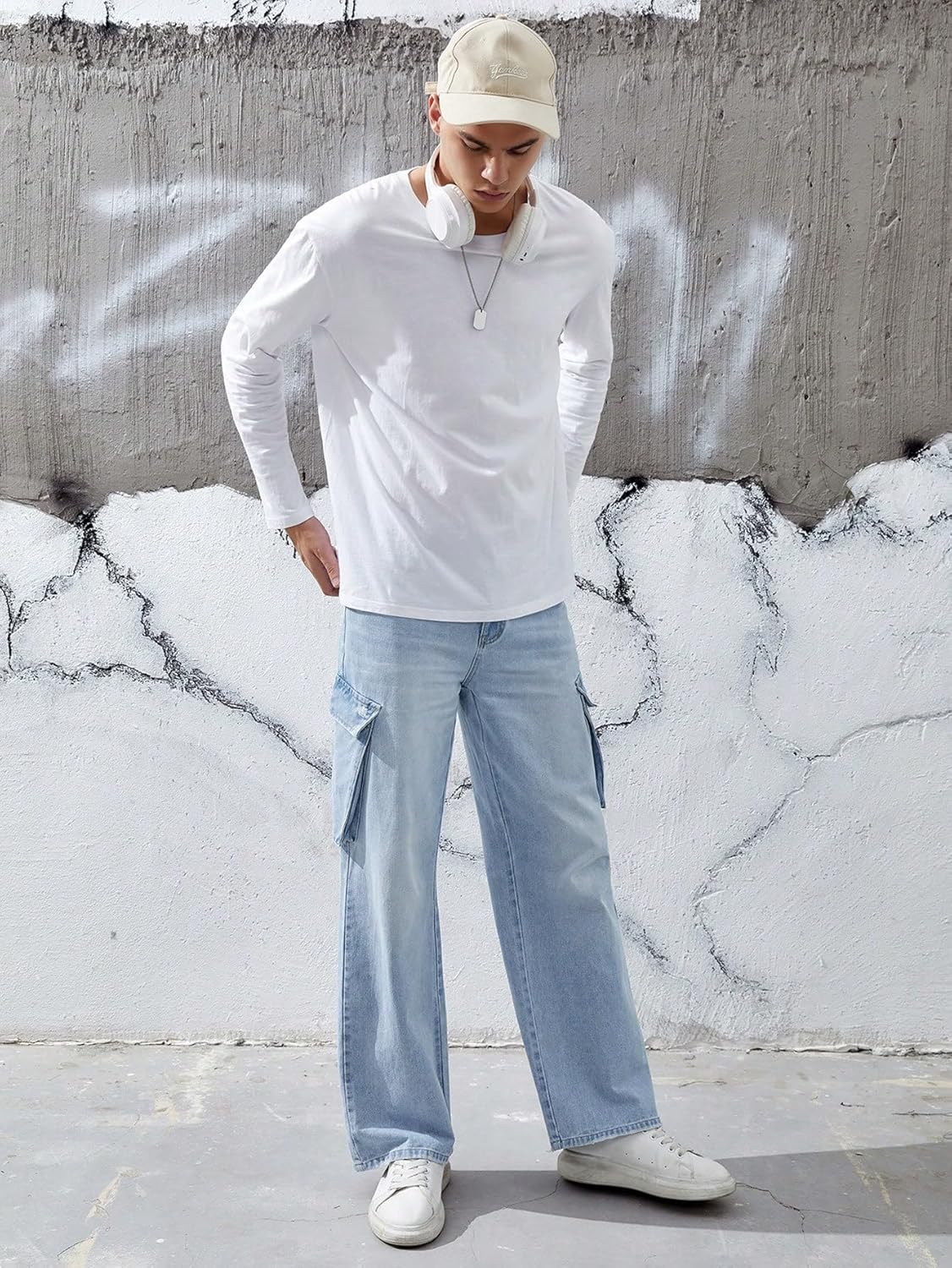 KOTTY Mens's Trendy Denim Cargo Jeans