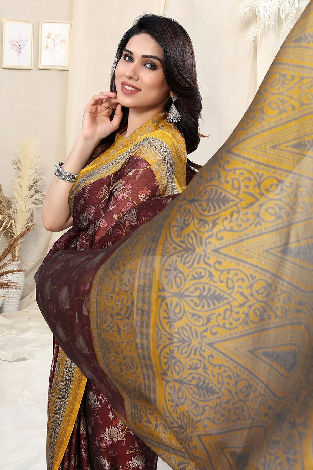 Women's Printed Saree with Blouse Piece
