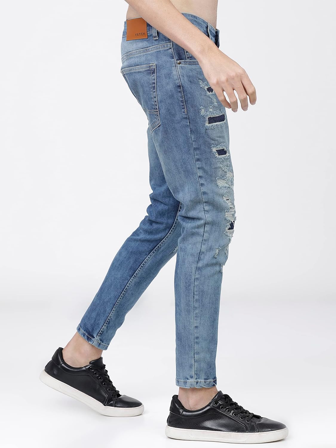 KETCH Men's Tapered Fit Mid Rise Jeans