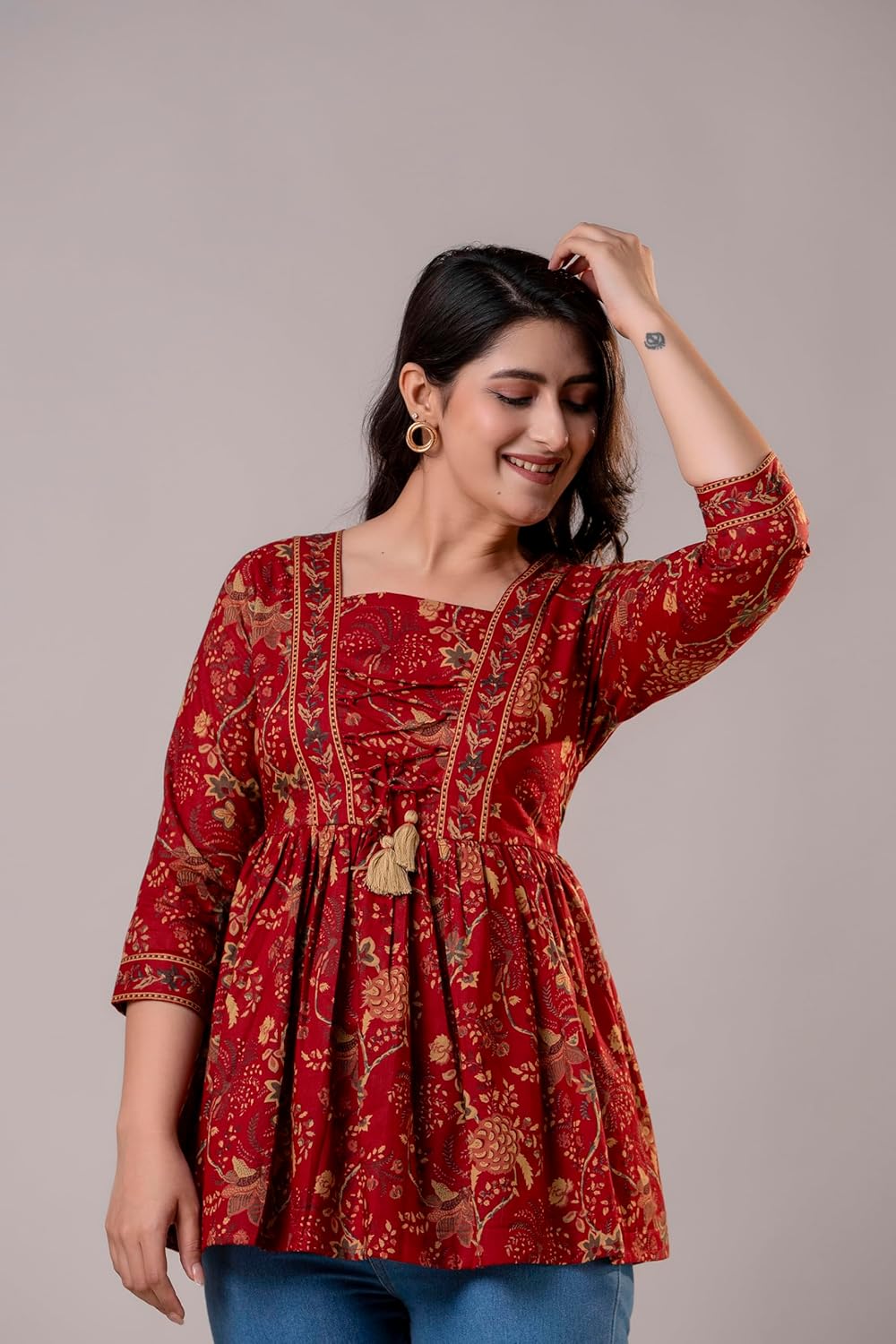 FASHION YANTRA Womens Printed Embroidery Top