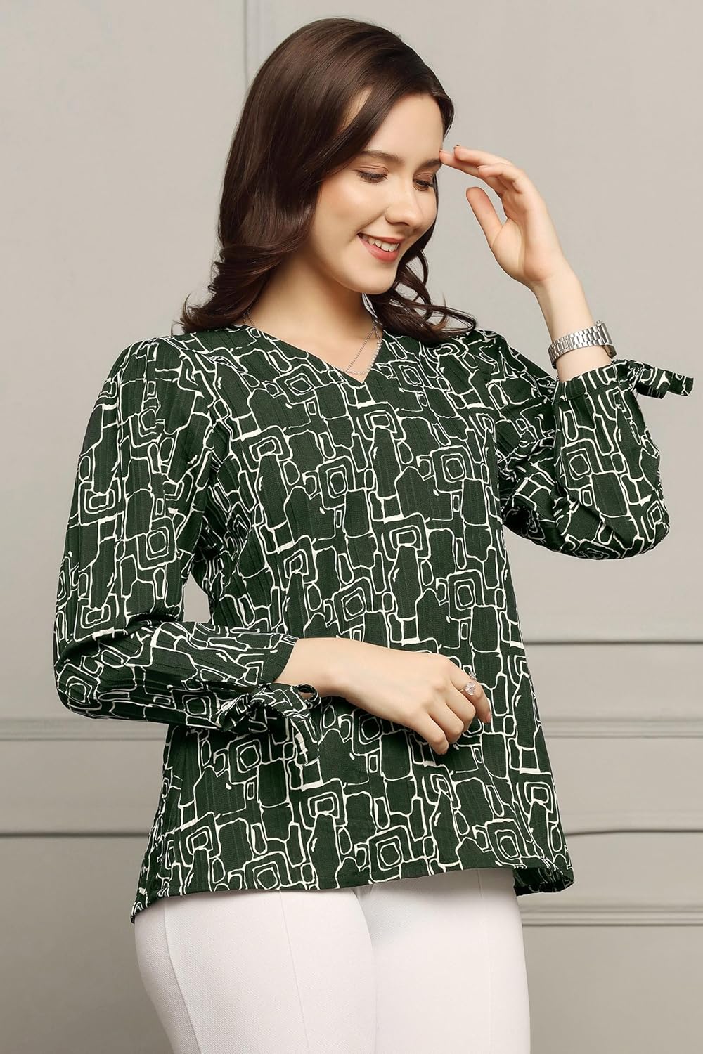 Fashion Dream Woman's Cotton Blend Abstract Printed Regular Fit Top - Casual Stylish Top for Women
