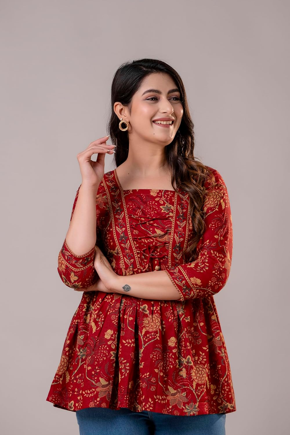 FASHION YANTRA Womens Printed Embroidery Top