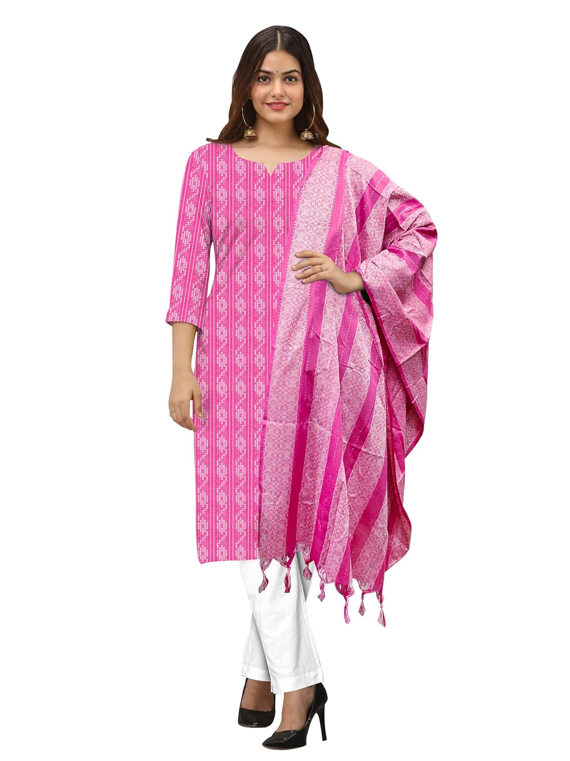 Fyne Fashion Womens Cotton Kurta Set with Dupatta