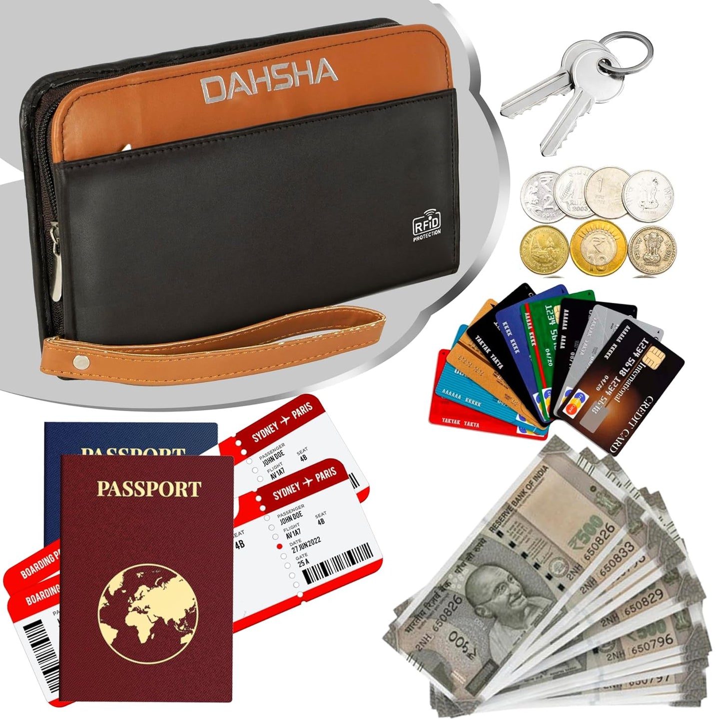 DAHSHA Fabric Travel Family Passport Holder Card