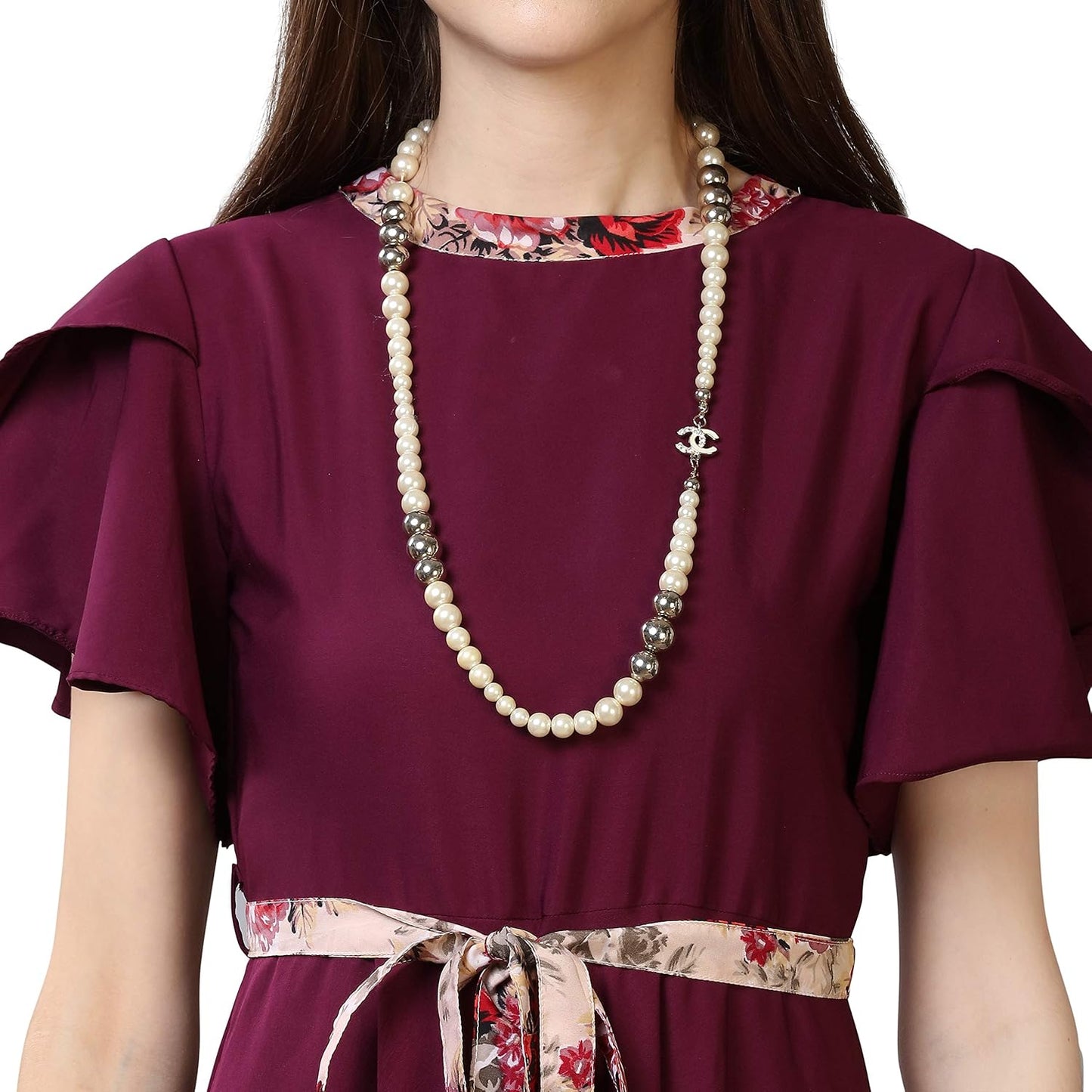 OOMPH! Women's Crepe A-Line Maxi Dress
