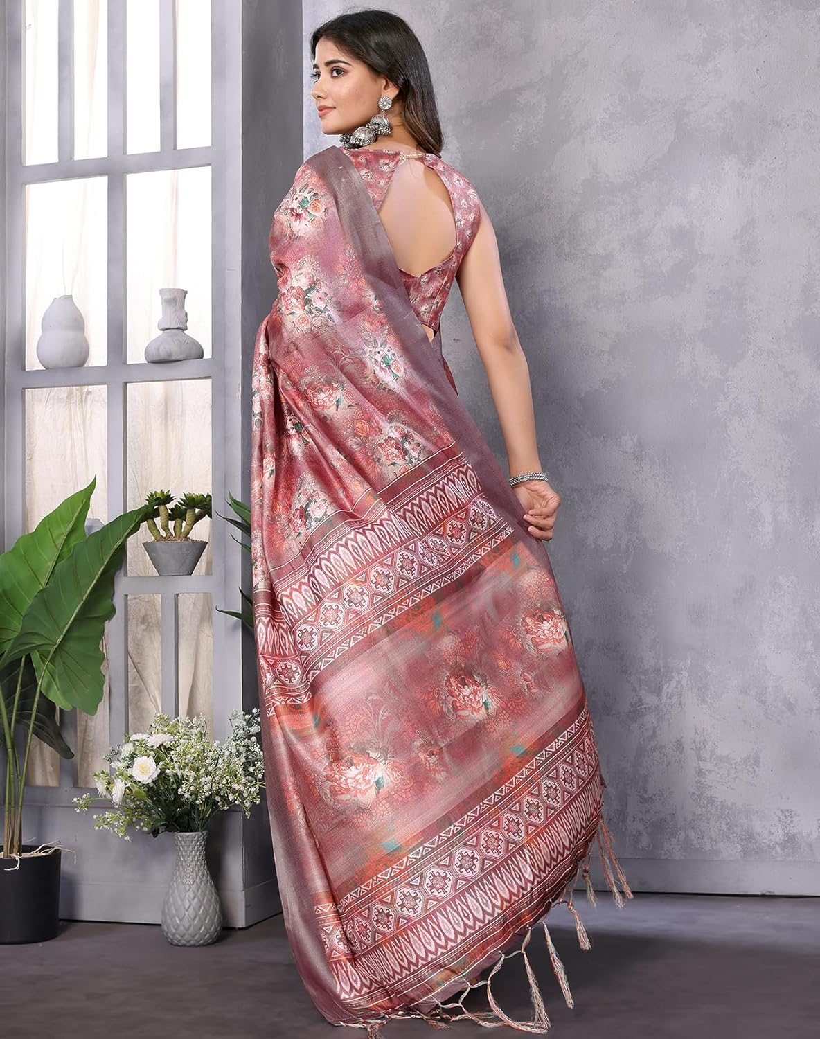 Print Art Silk Cotton Saree t Ethnic Wear for Festive