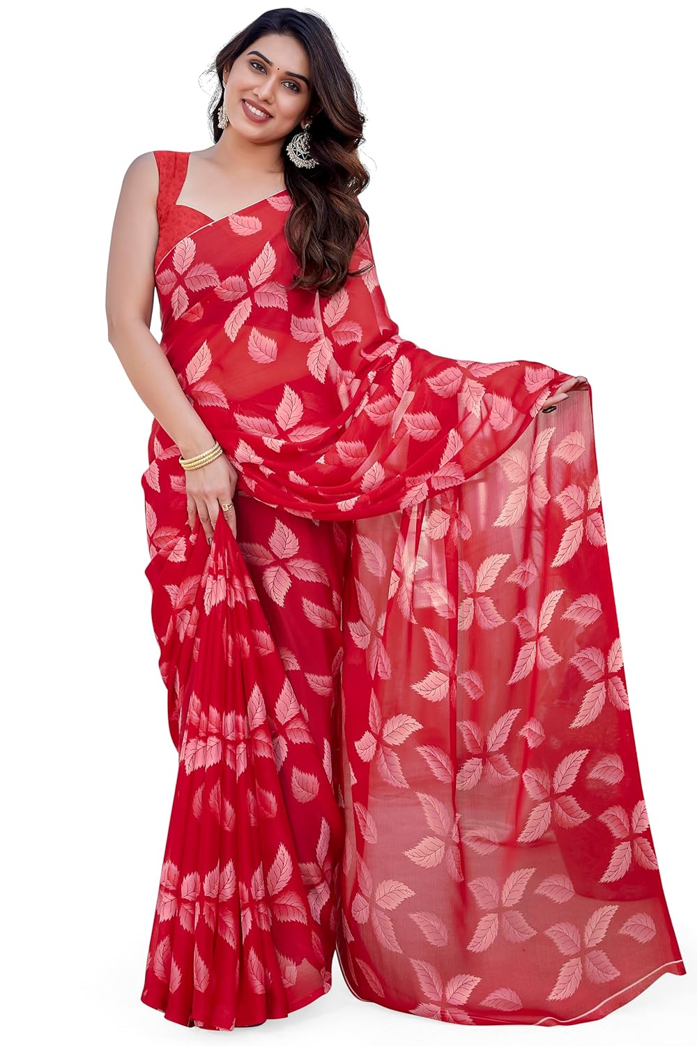 FASHION Floral Printed Saree with Blouse Piece