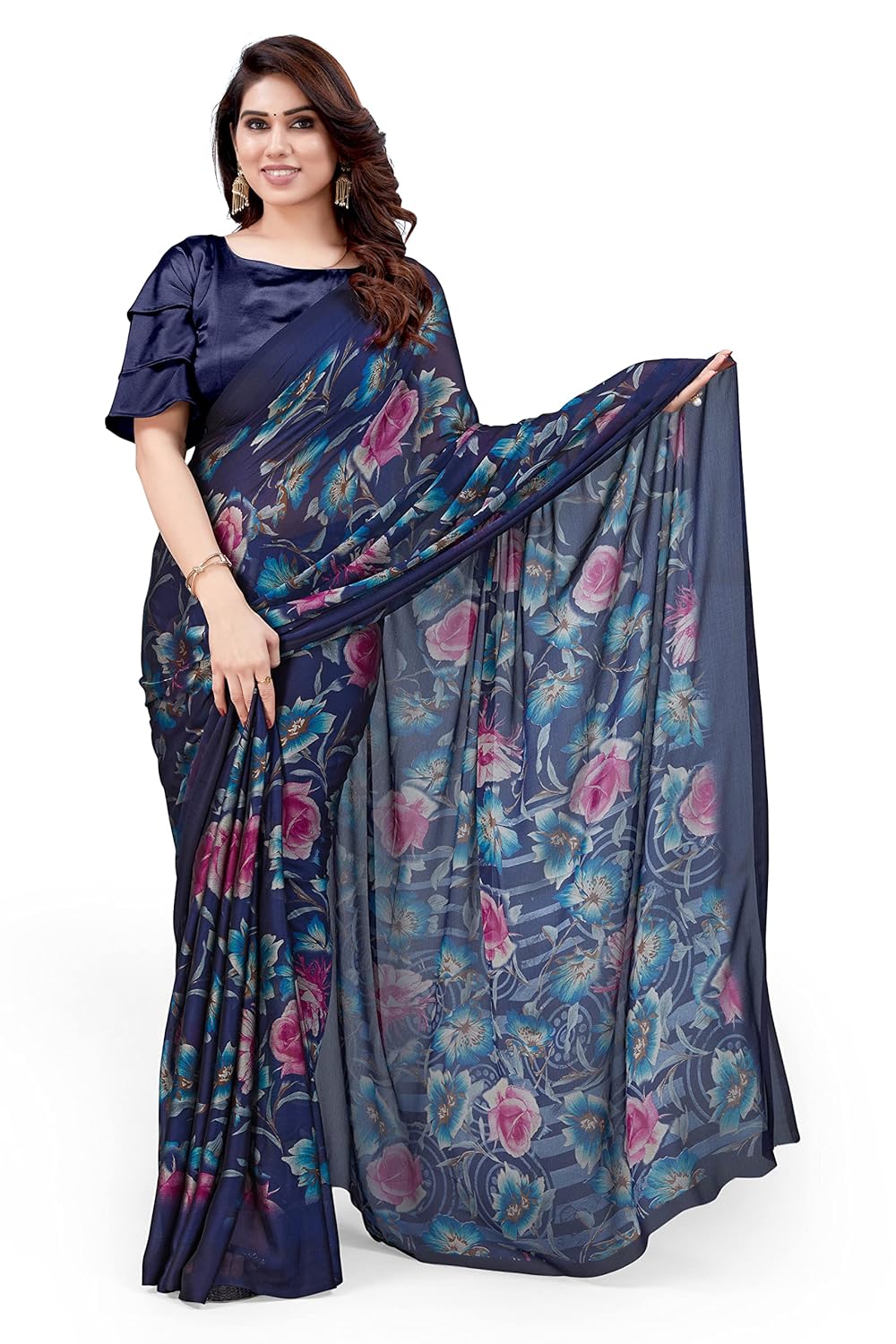 Women's Printed Saree with Blouse Piece