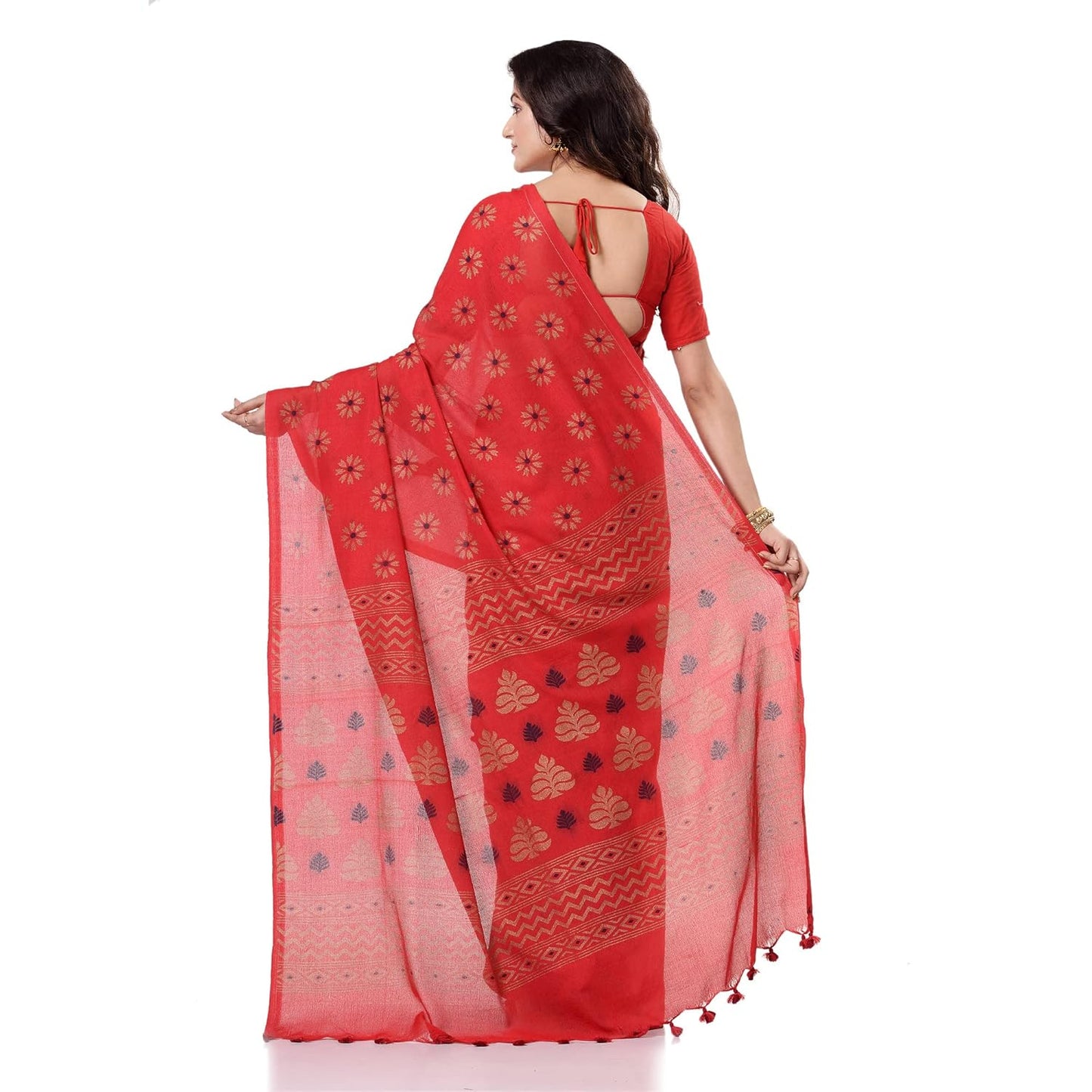 Women`sl Tant Work Design Soft Saree With Blouse Piece