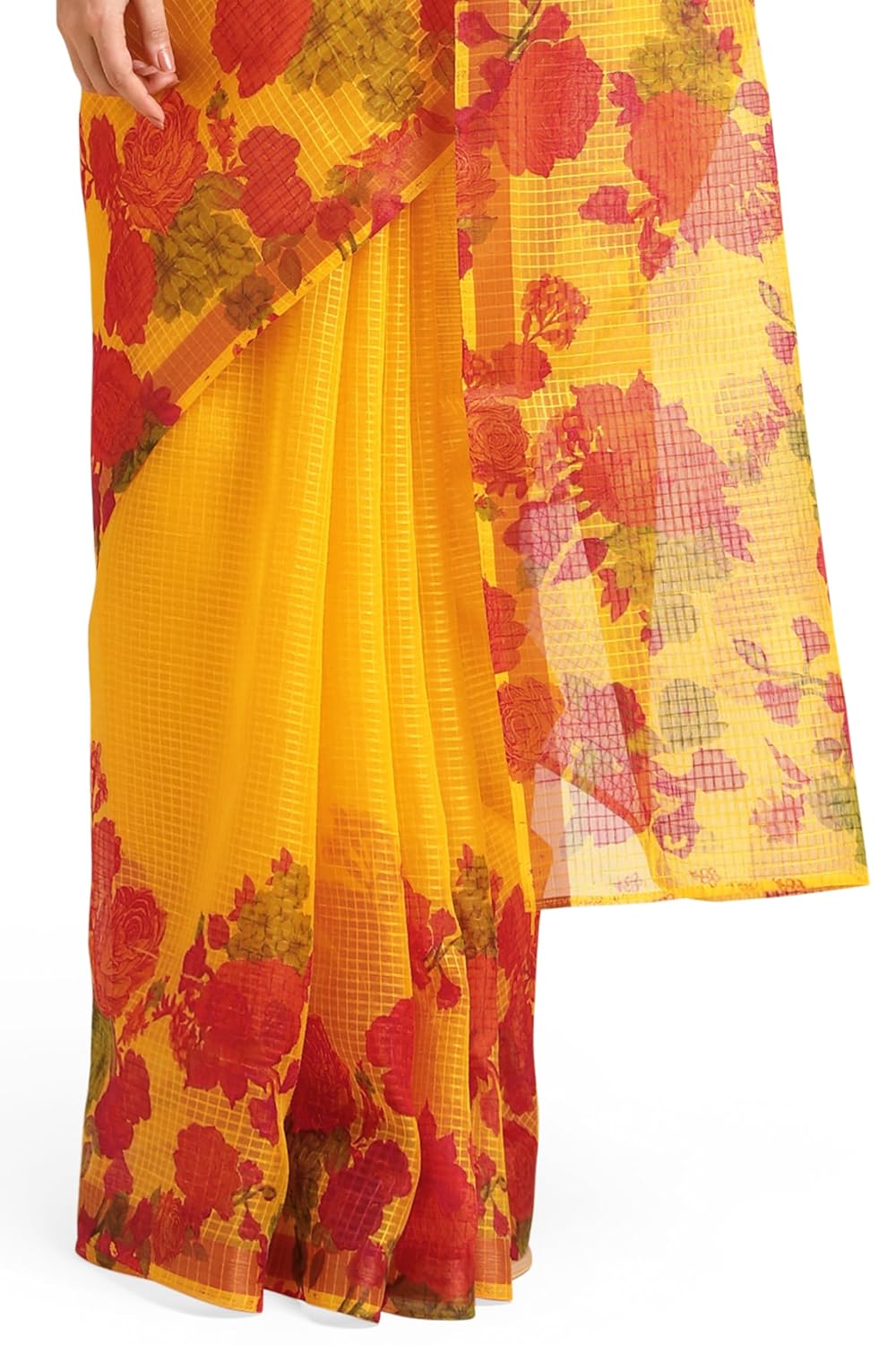 Women's Kota Floral Printed Saree with Blouse Piece