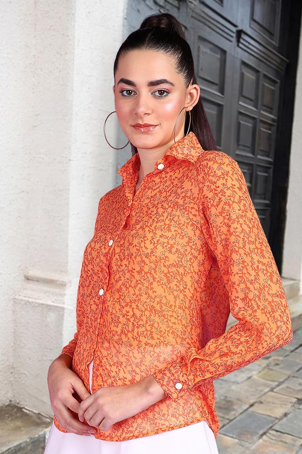POPWINGS Printed Full-Sleeves Regular-Fit Polyester