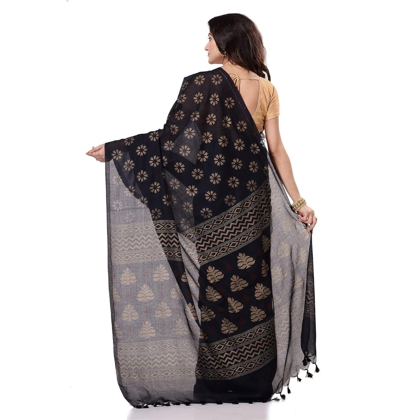 Women`sl Tant Work Design Soft Saree With Blouse Piece