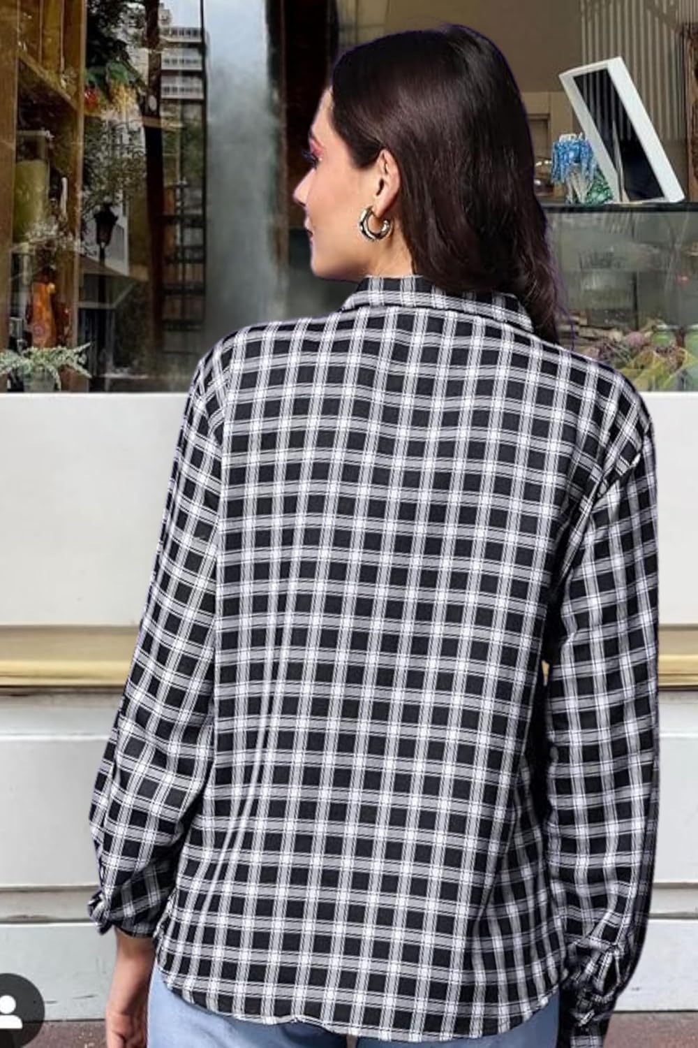 POPWINGS Casual Checks Print Shirt for Women