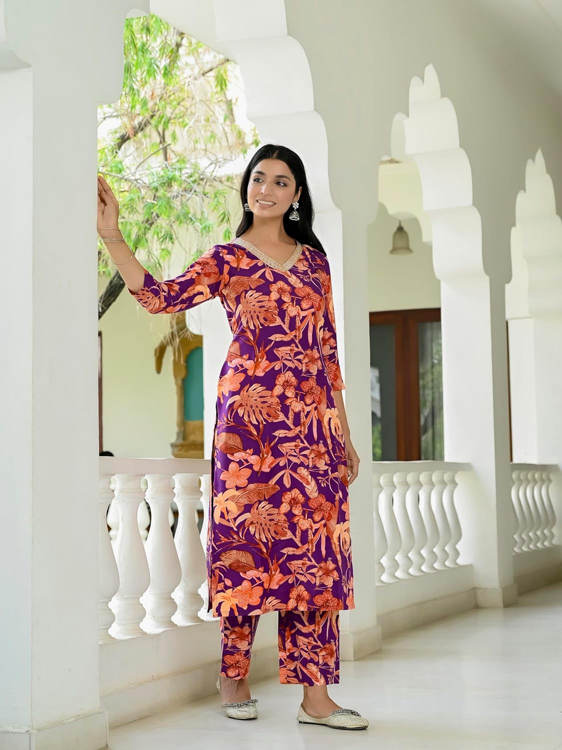 ANNI DESIGNER Women's Rayon Blend Kurta with Palazzo