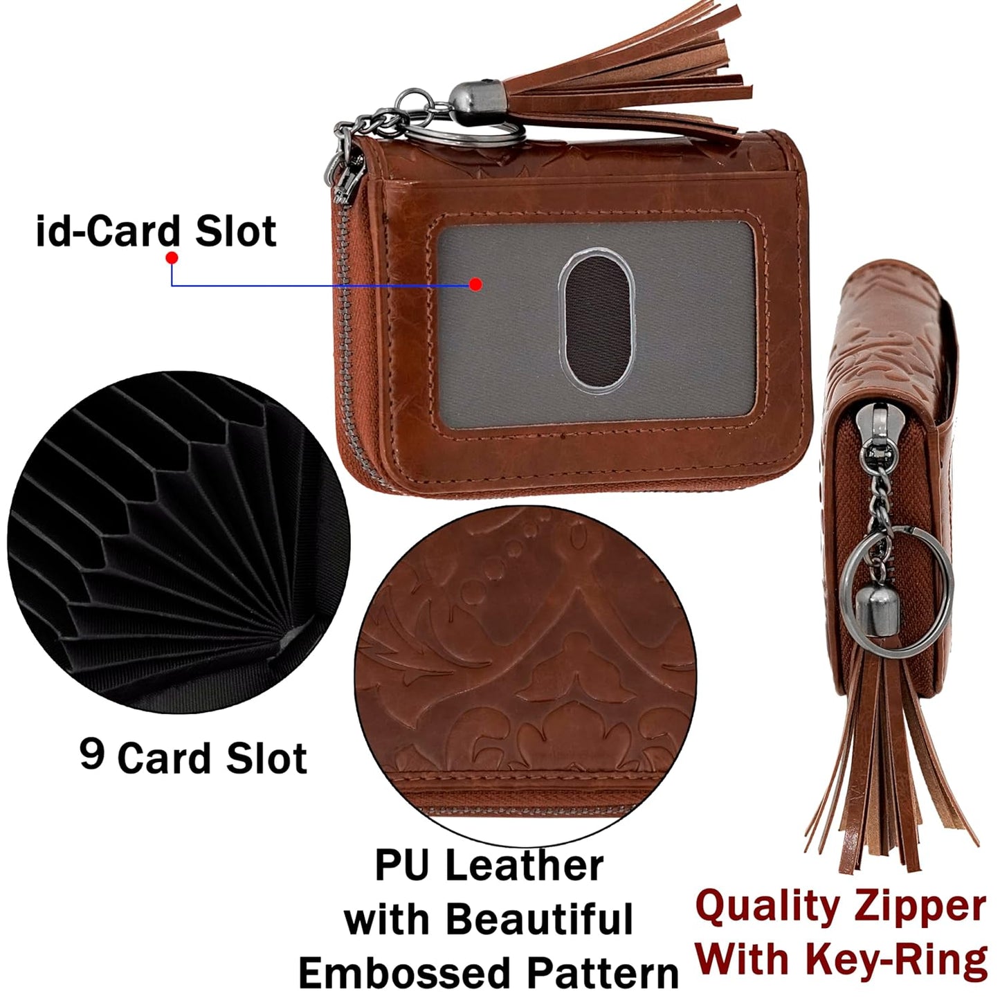 Storite PU Leather 9 Slot Vertical Credit Debit Card