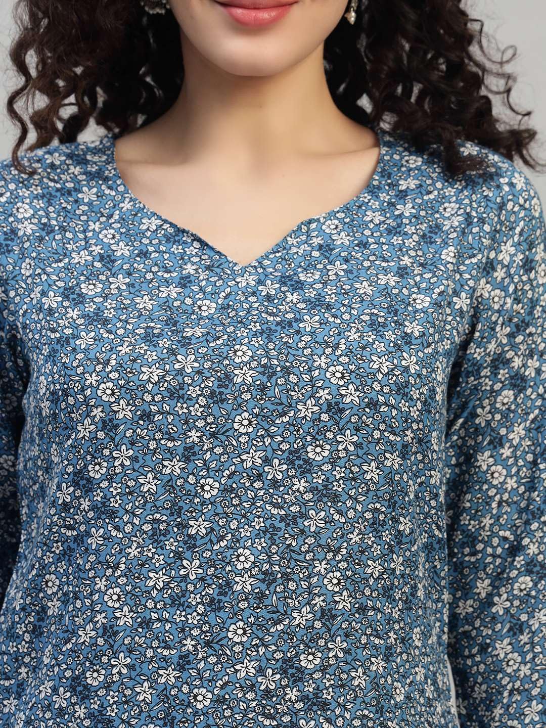 VEERSTOW Women's Cotton Short Kurti 3/4 Sleeve