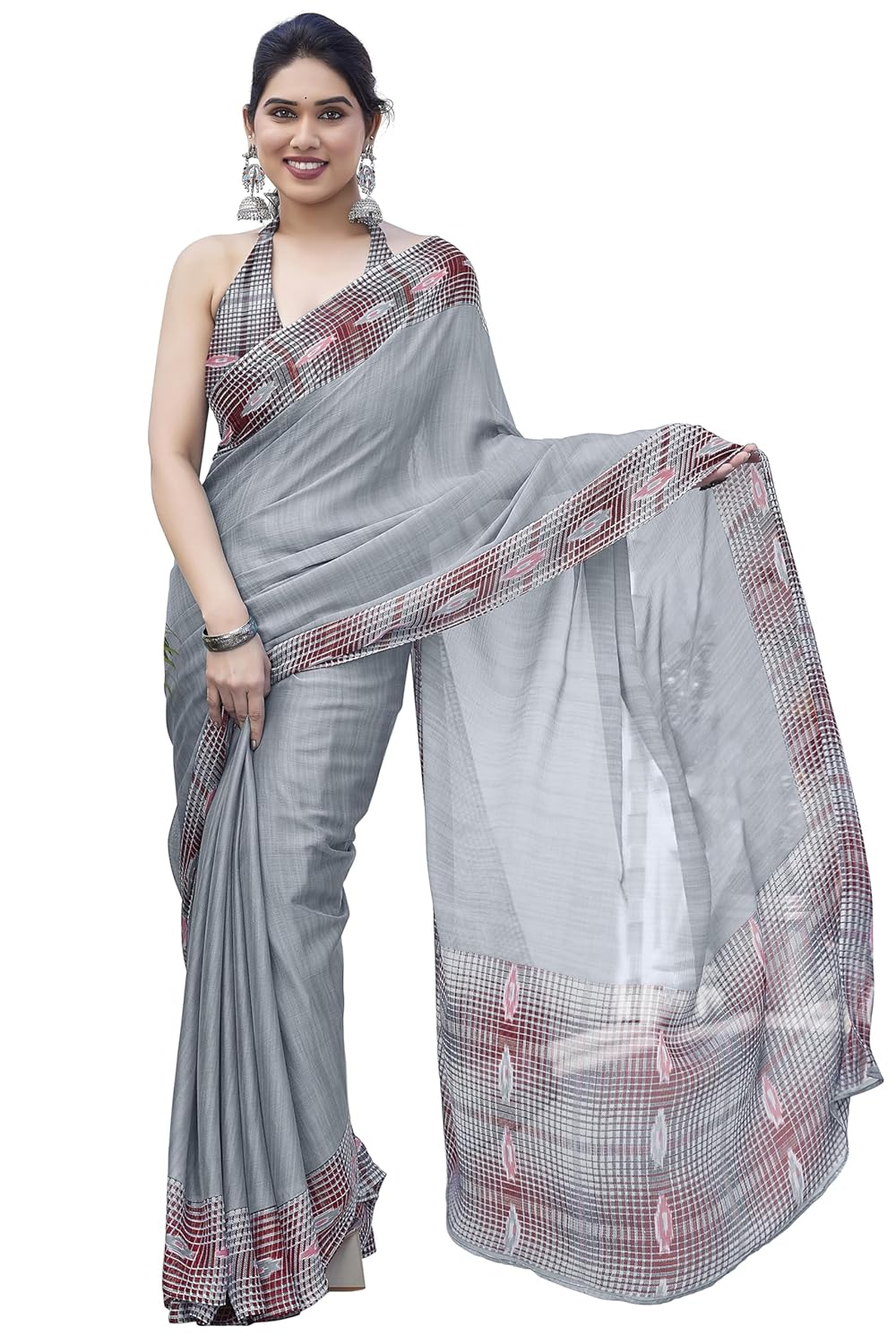 Women's Chiffon Printed Saree with BlousePiece