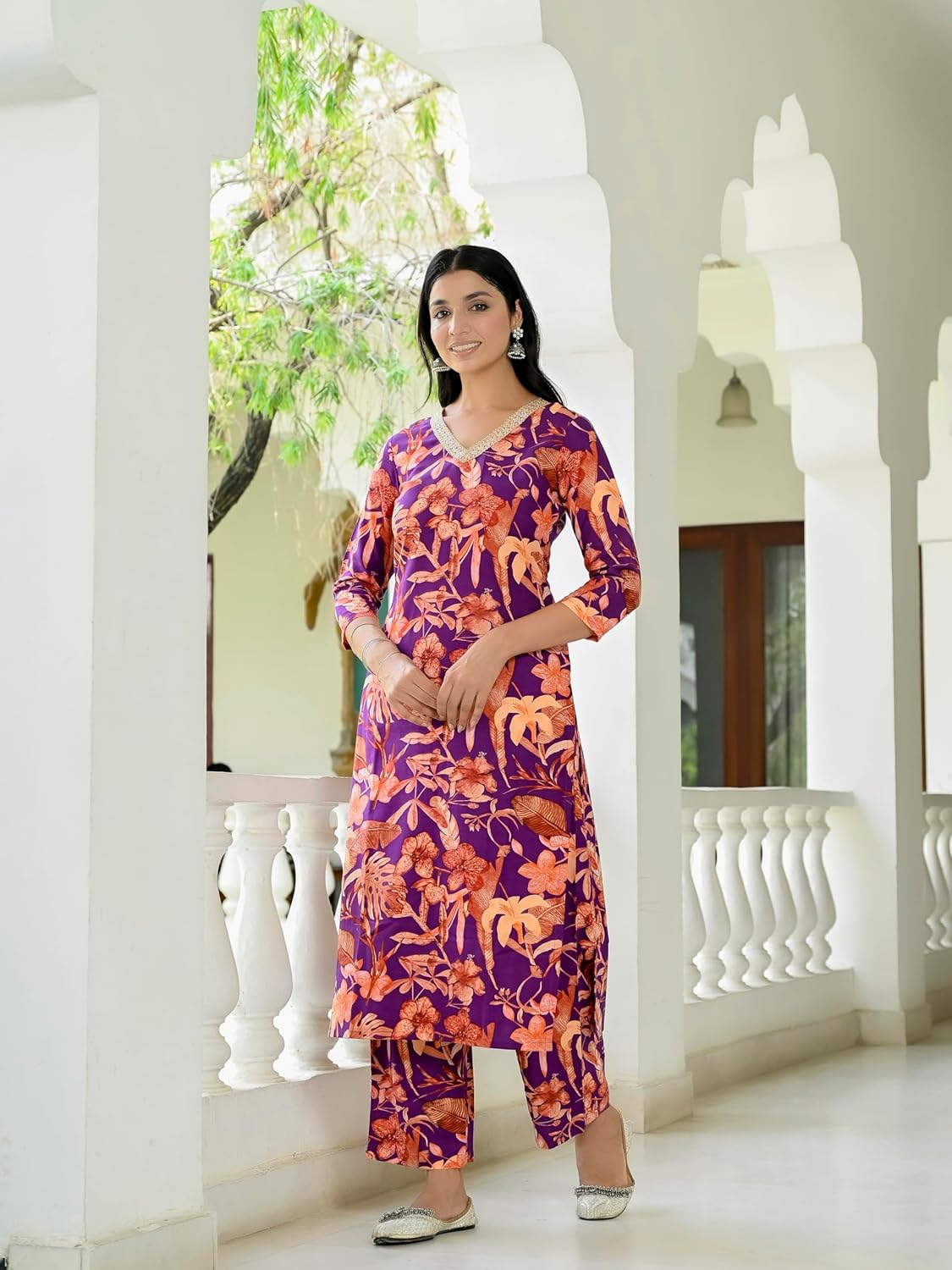 ANNI DESIGNER Women's Rayon Blend Kurta with Palazzo