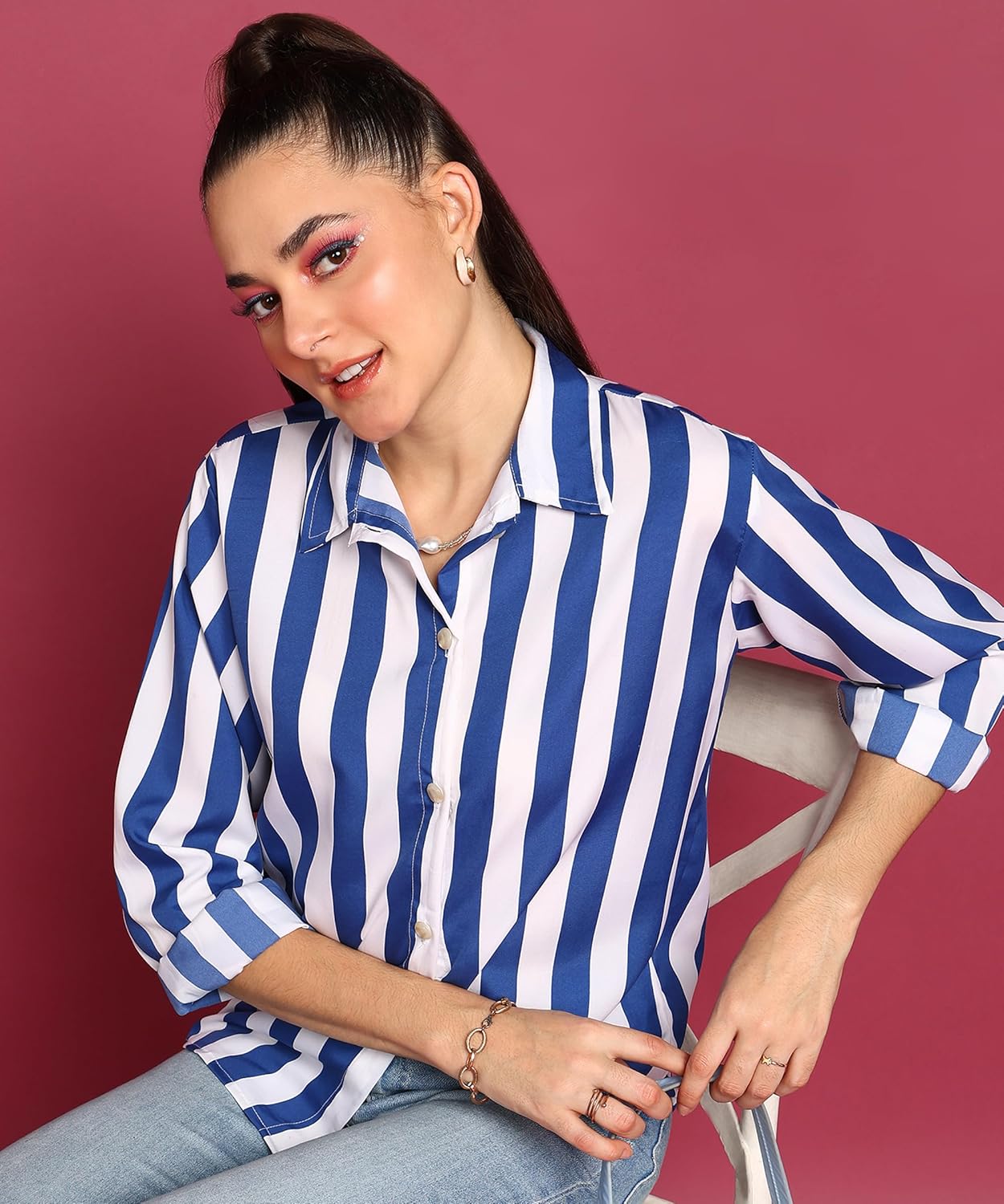 POPWINGS Printed Full-Sleeves Regular-Fit Polyester