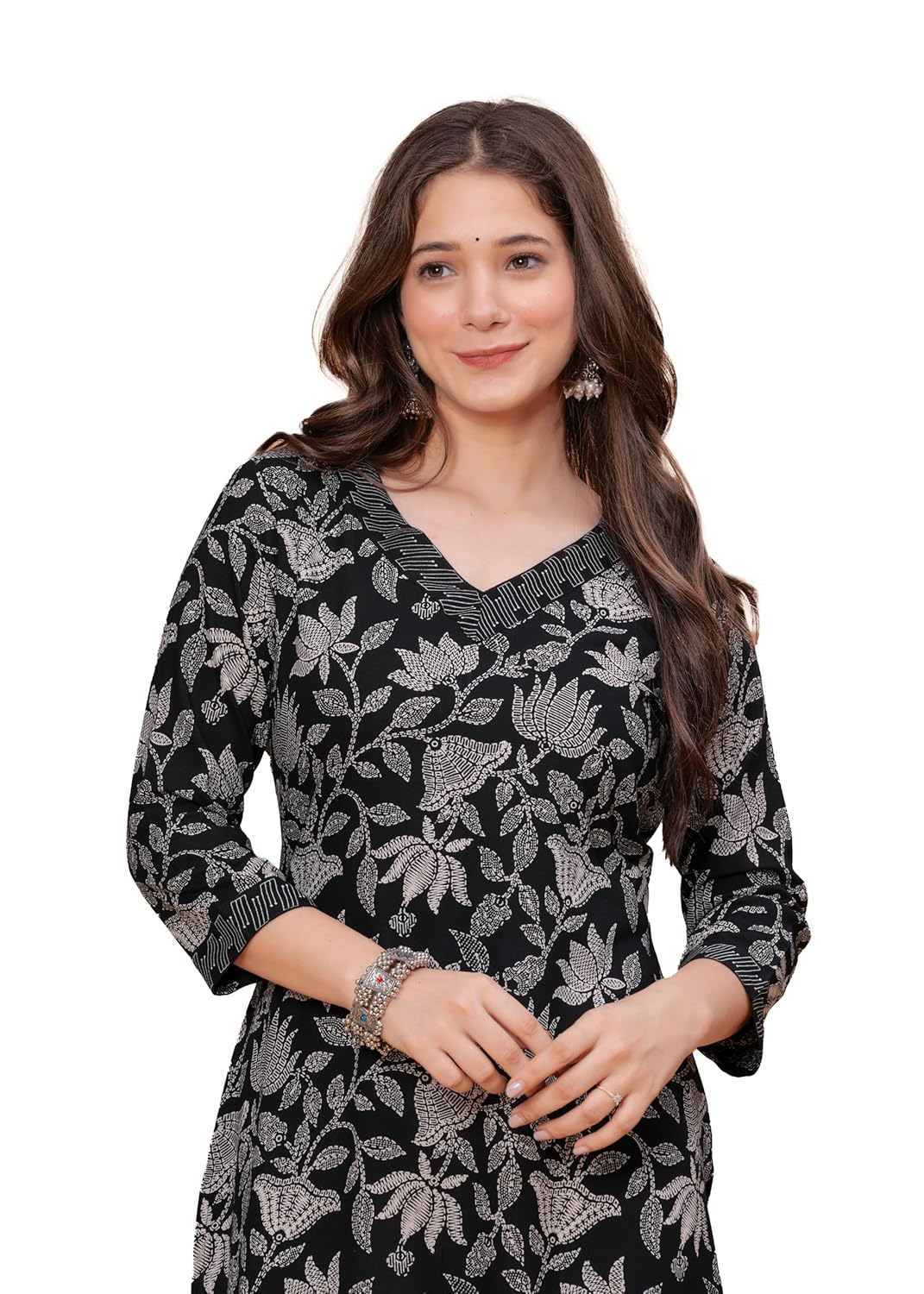 PURSHOTTAM WALA Women Floral Print Gold Printed