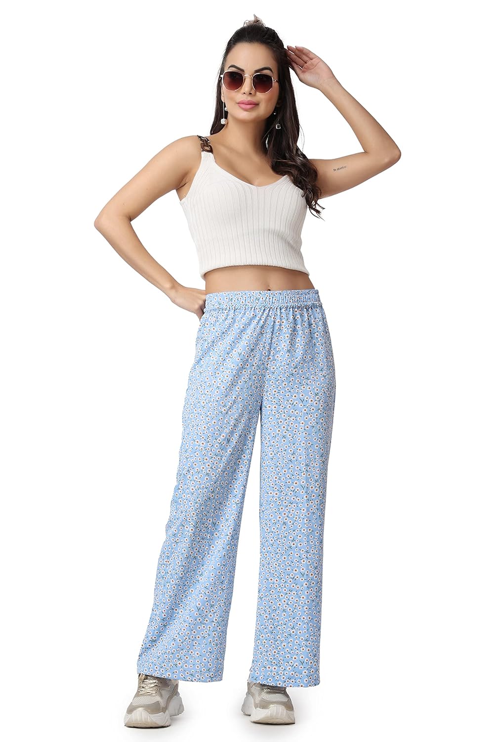 POPWINGS Casual Floral Printed Loose Fit Trousers
