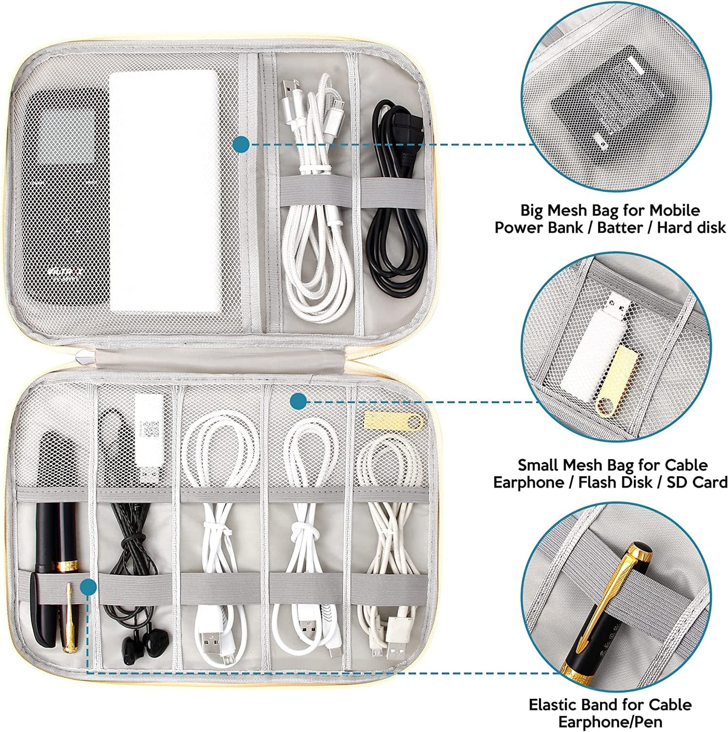 Electronics Organizer Bag Waterproof Carrying Pouch