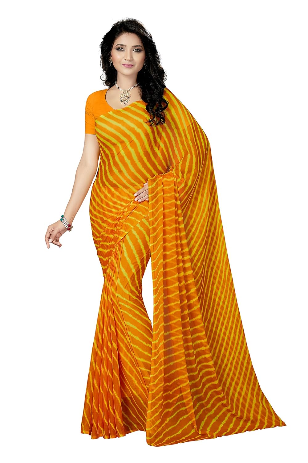 Women's Chiffon Saree without Blouse Piece
