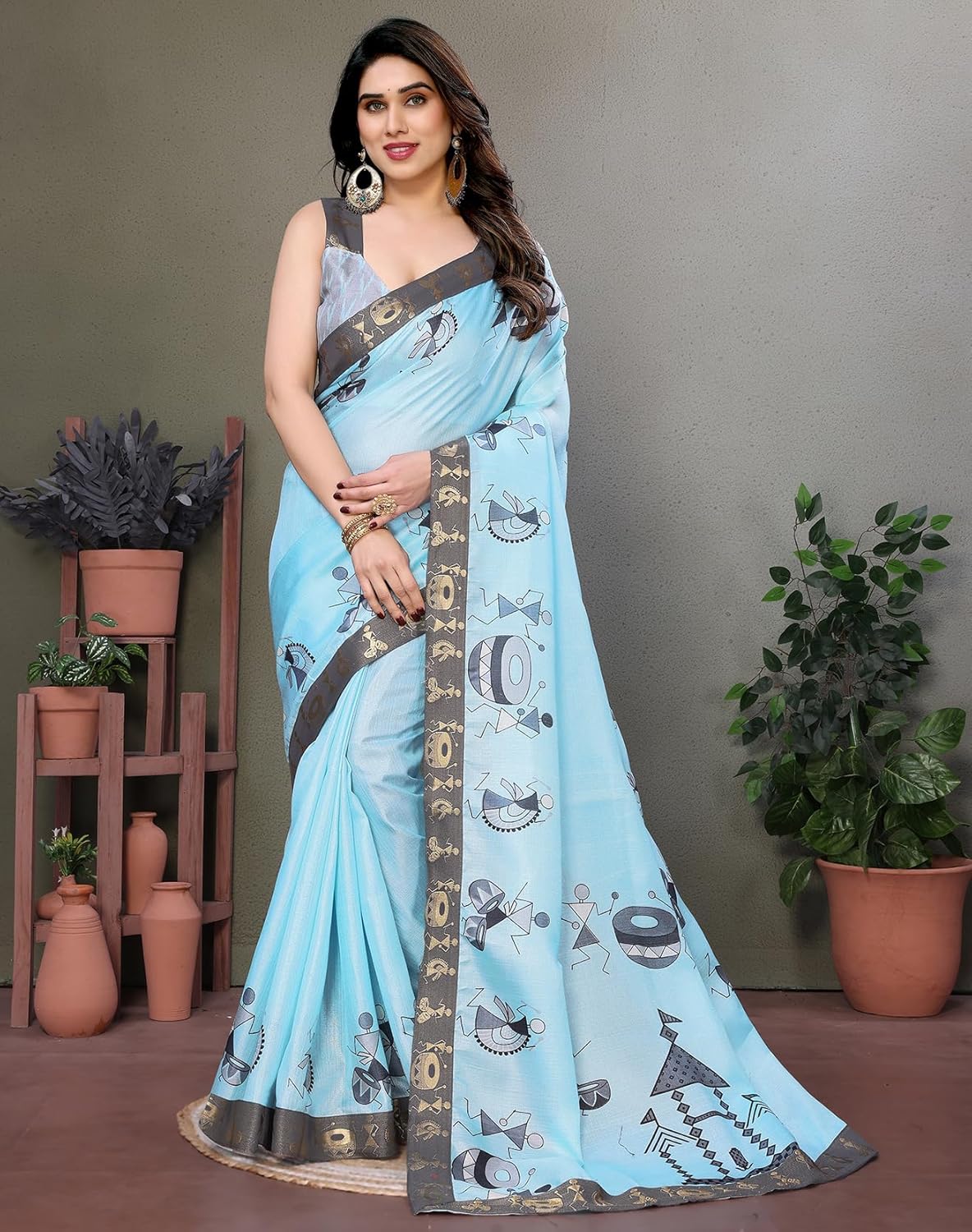 Yashika Women's Printed Kalamkari Art Silk Saree